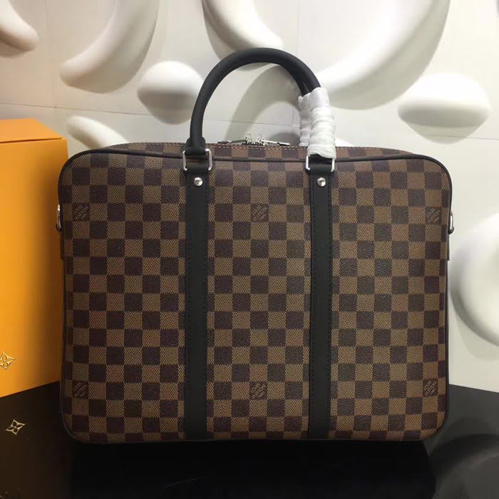 路易威登LV頂級原單 41478 啡格 Damier Graphite格紋帆布小號公事包 YDH1275